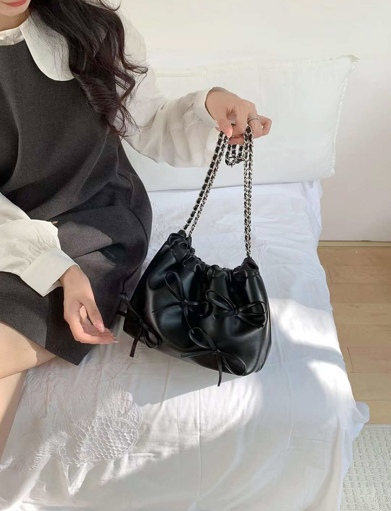 Ribbon Ballet Core Shirring Chain Shoulder Bag (6 colors)