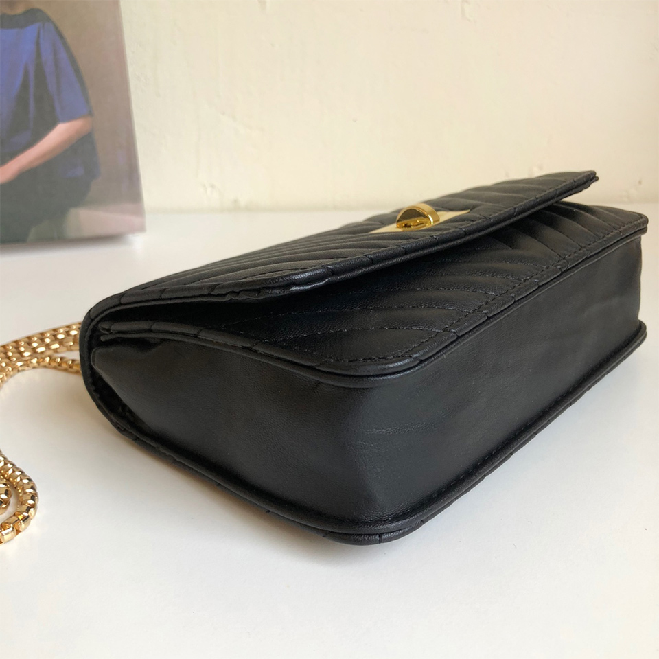 V-Quilted Mini Square Chain Bag
