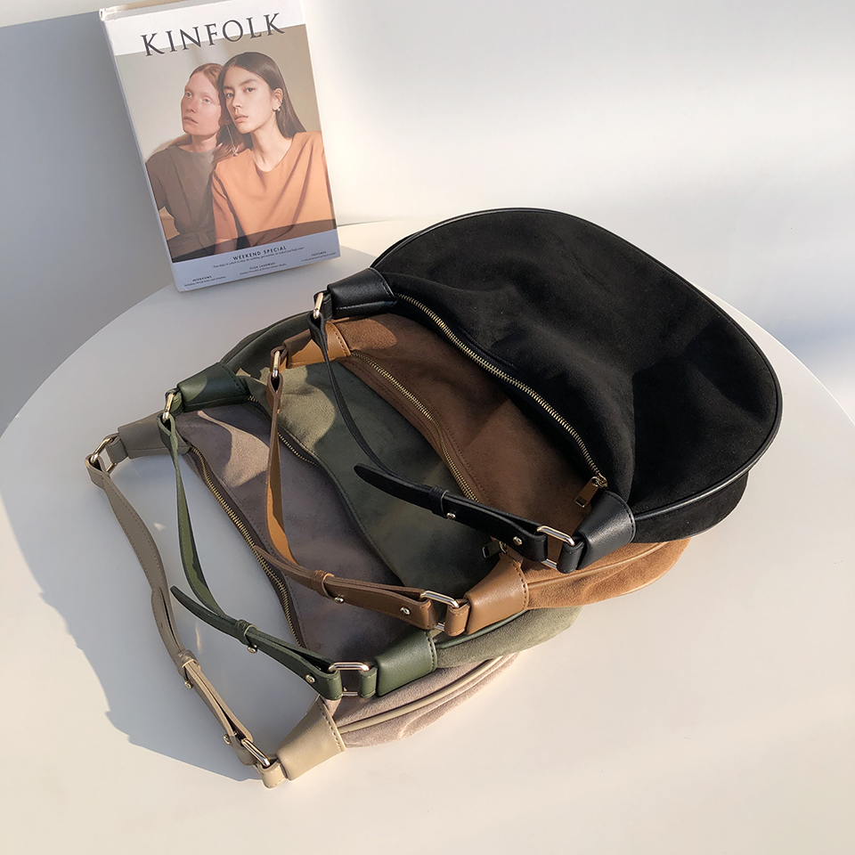 Suede shoulder bag