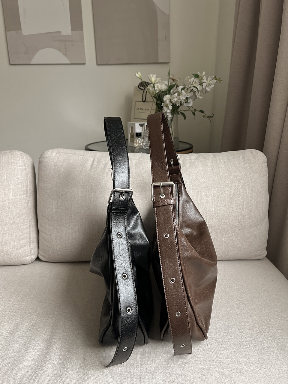 Leather Square Cross Hobo Bag