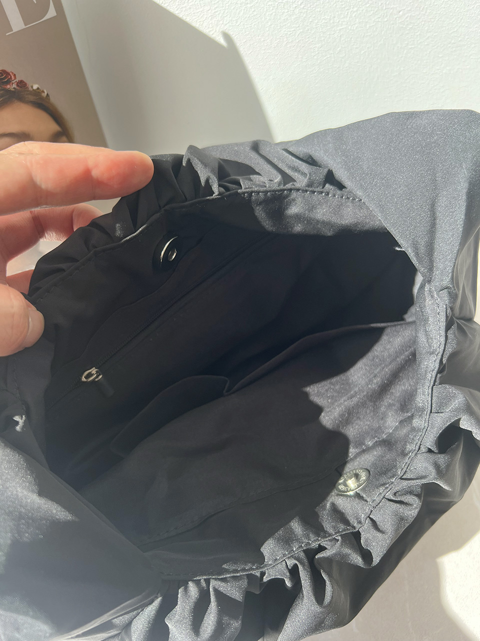 Shirring Daily Nylon Shoulder Bag