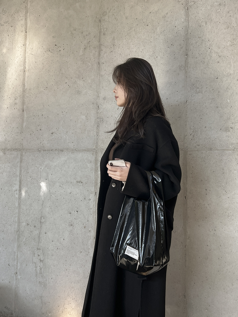 Glossy nylon mini tote bag