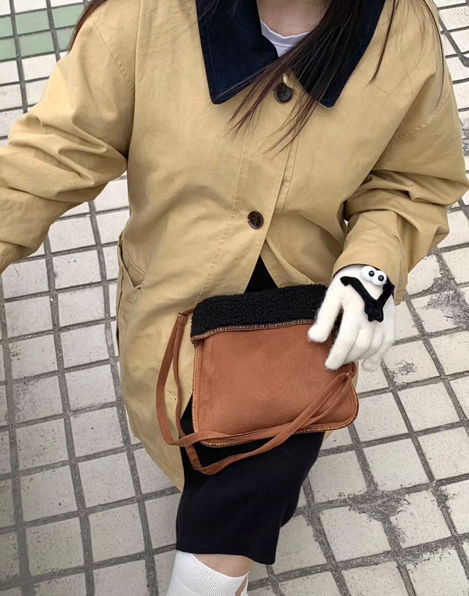 Fluffy fur suede mini bag