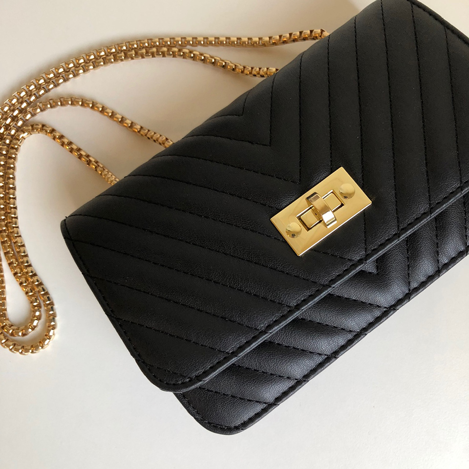 V-Quilted Mini Square Chain Bag