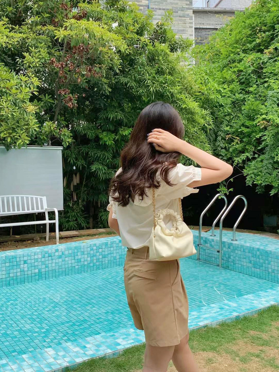 Andaz Shirred Mini Flame Chain Bag
