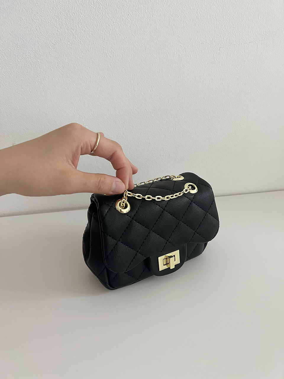 Zuni Quilted Micro Mini Gold Chain Bag