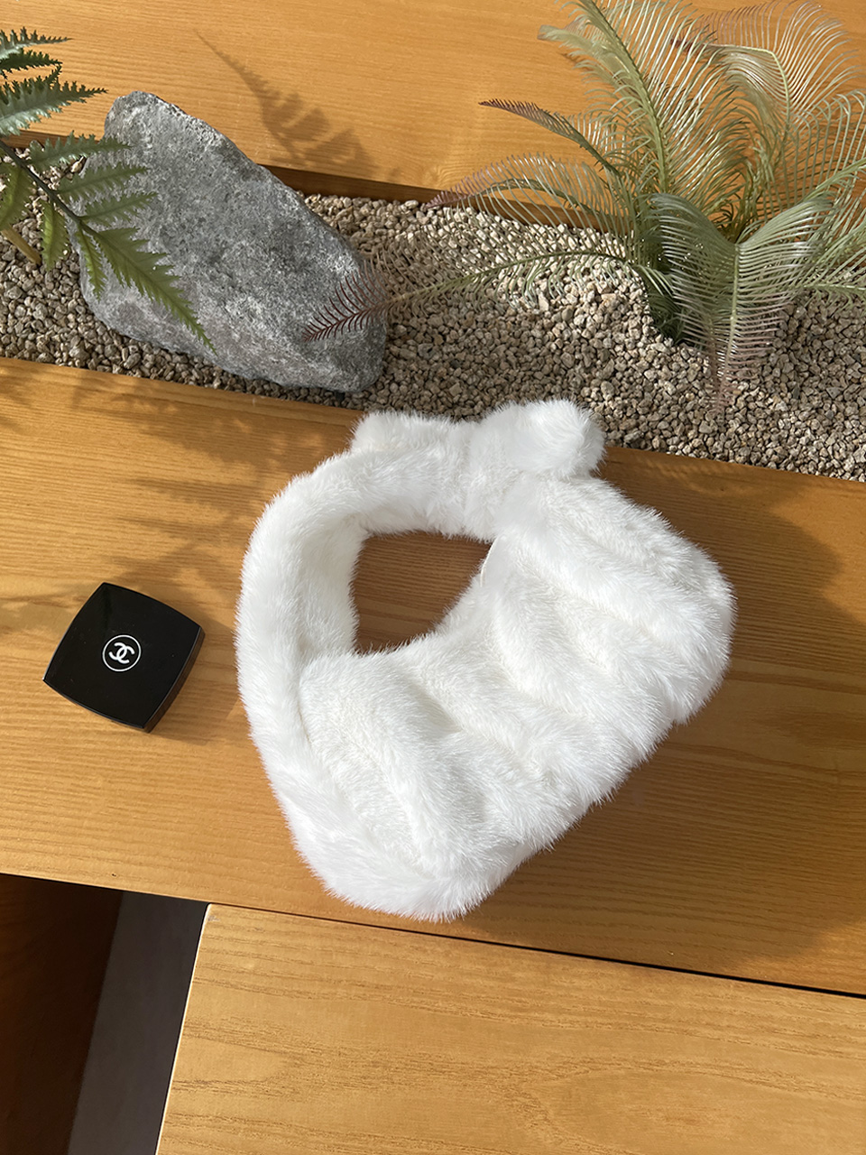 Suwanee Ribbon Fur Shirring Mini Tote Bag