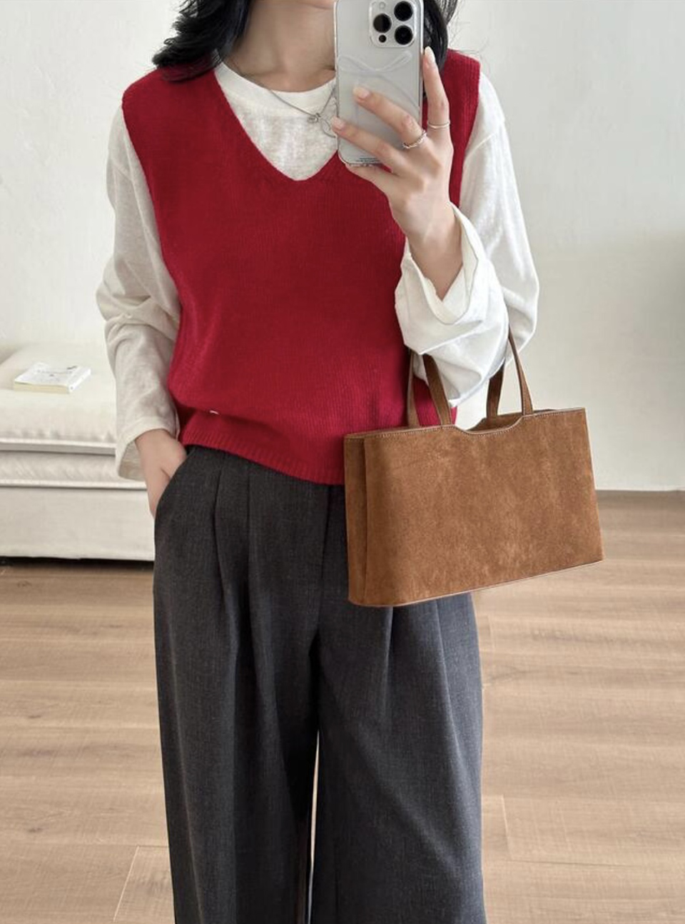 Suede Square Tote Bag