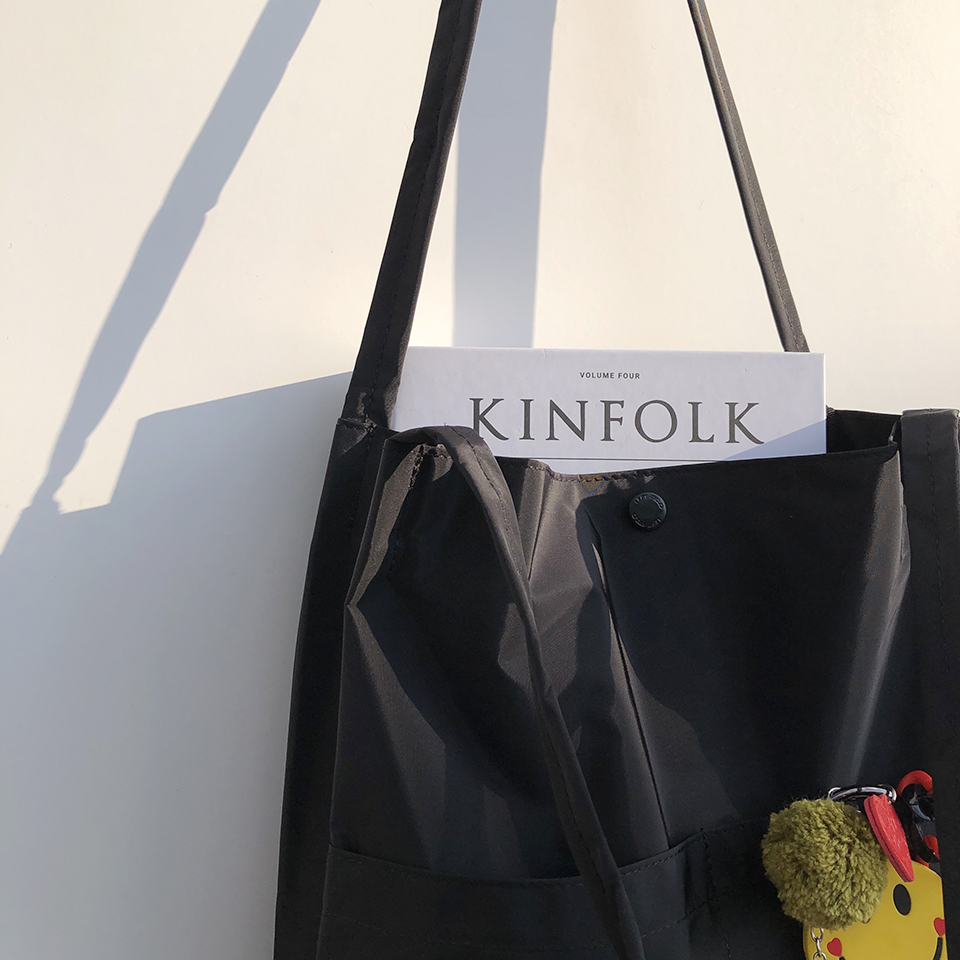 Button 2-pocket plain eco bag