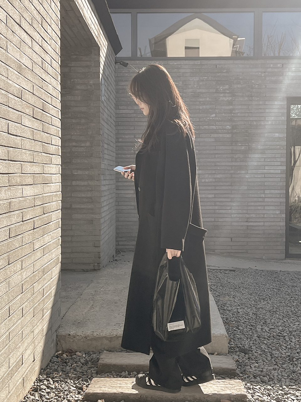 Glossy nylon mini tote bag