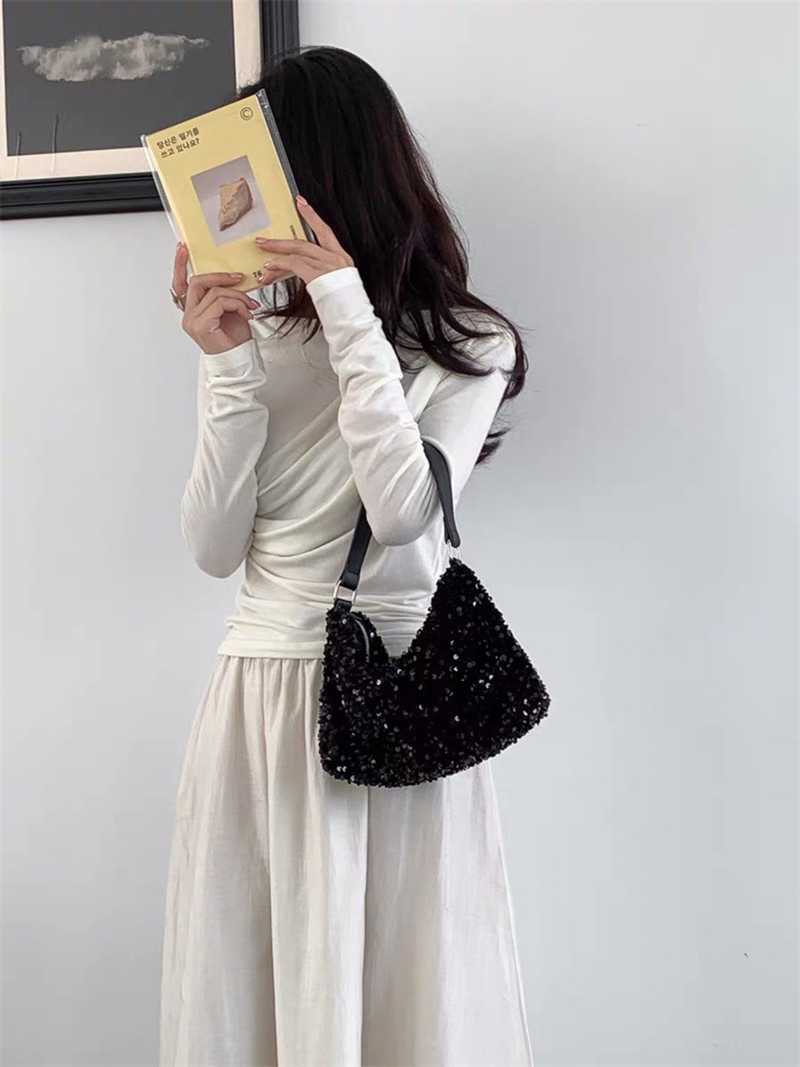 Sequin Zipper Mini Shoulder Bag (3 colors)