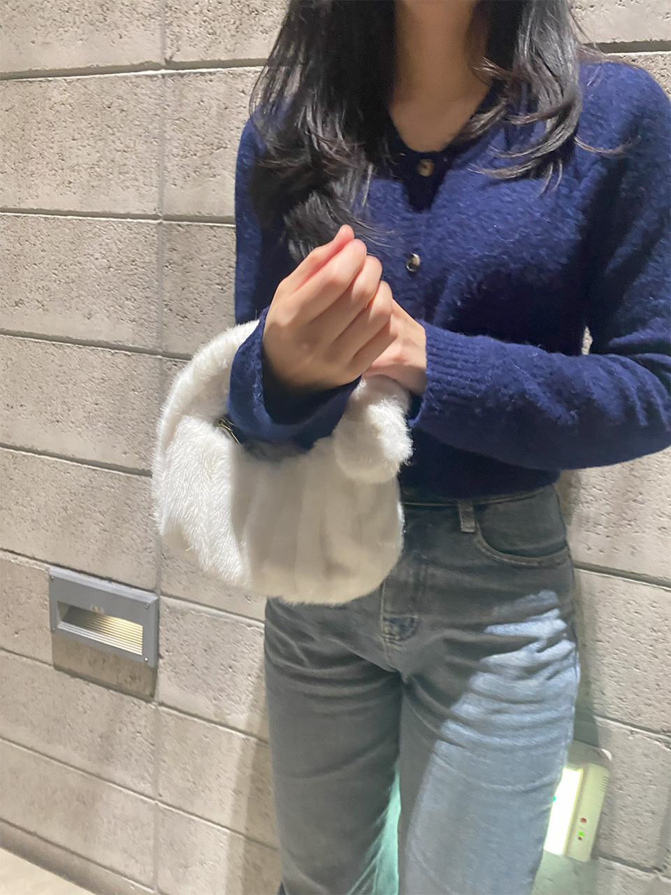Suwanee Ribbon Fur Shirring Mini Tote Bag