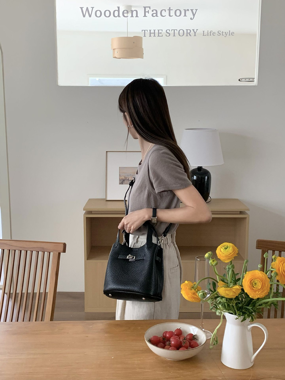Leather buckle 2-way tote bag (6 colors)