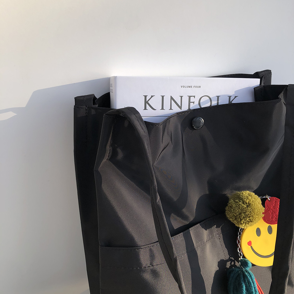 Button 2-pocket plain eco bag
