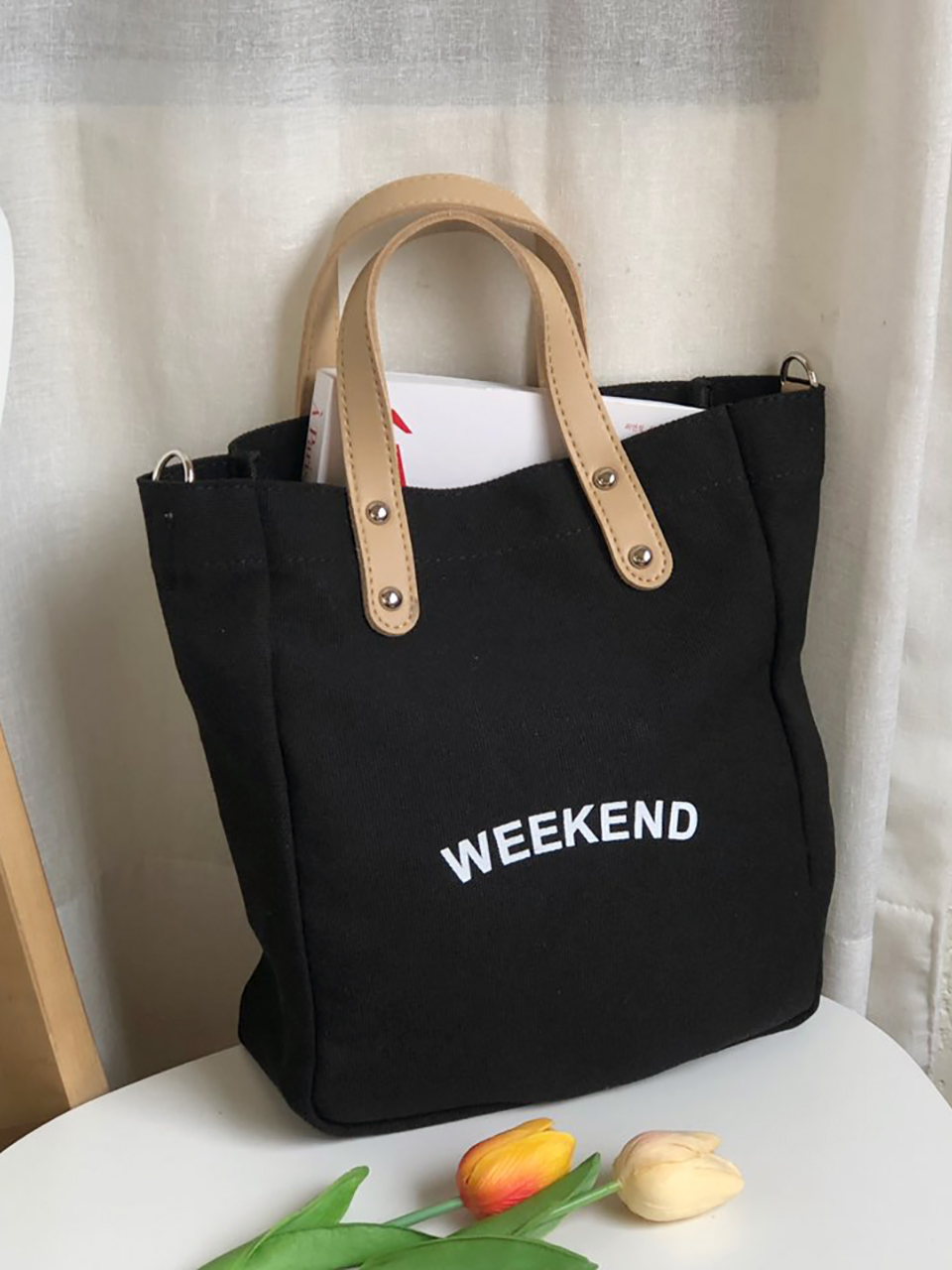 Canvas Lettering 2-Way Bag