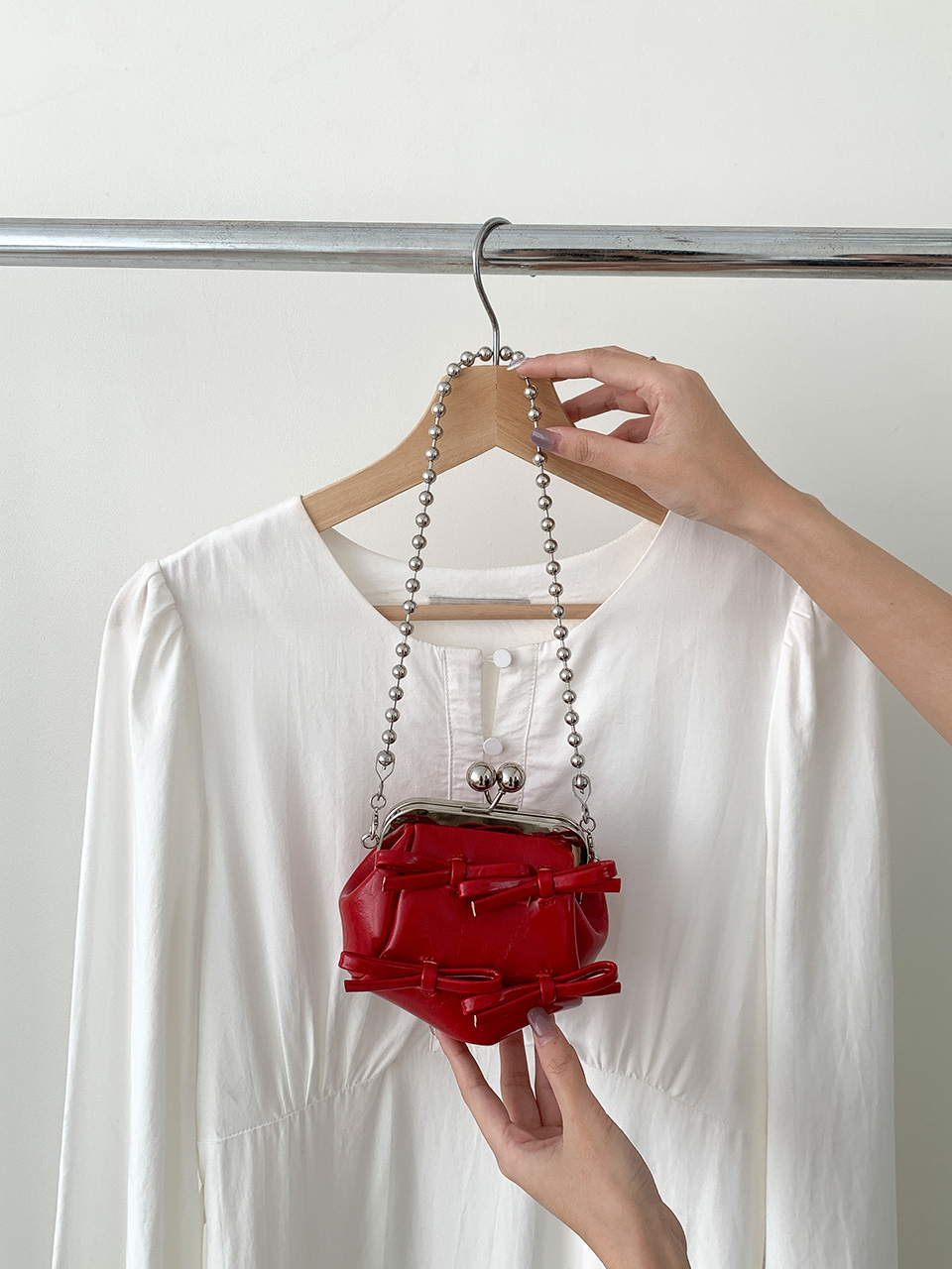 Ribbon 2-Way Chain Mini Crossbody Bag (2 Strap Types)