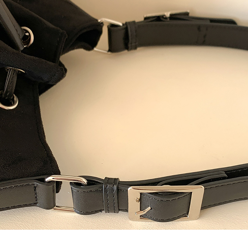 Suede Buckle Leather Bucket Bag/Shoulder Bag