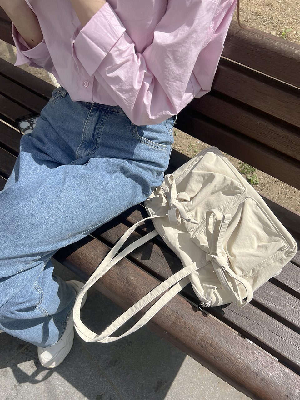 Ribbon Ballet Core Pocket Nylon Shoulder Bag (4 colors)