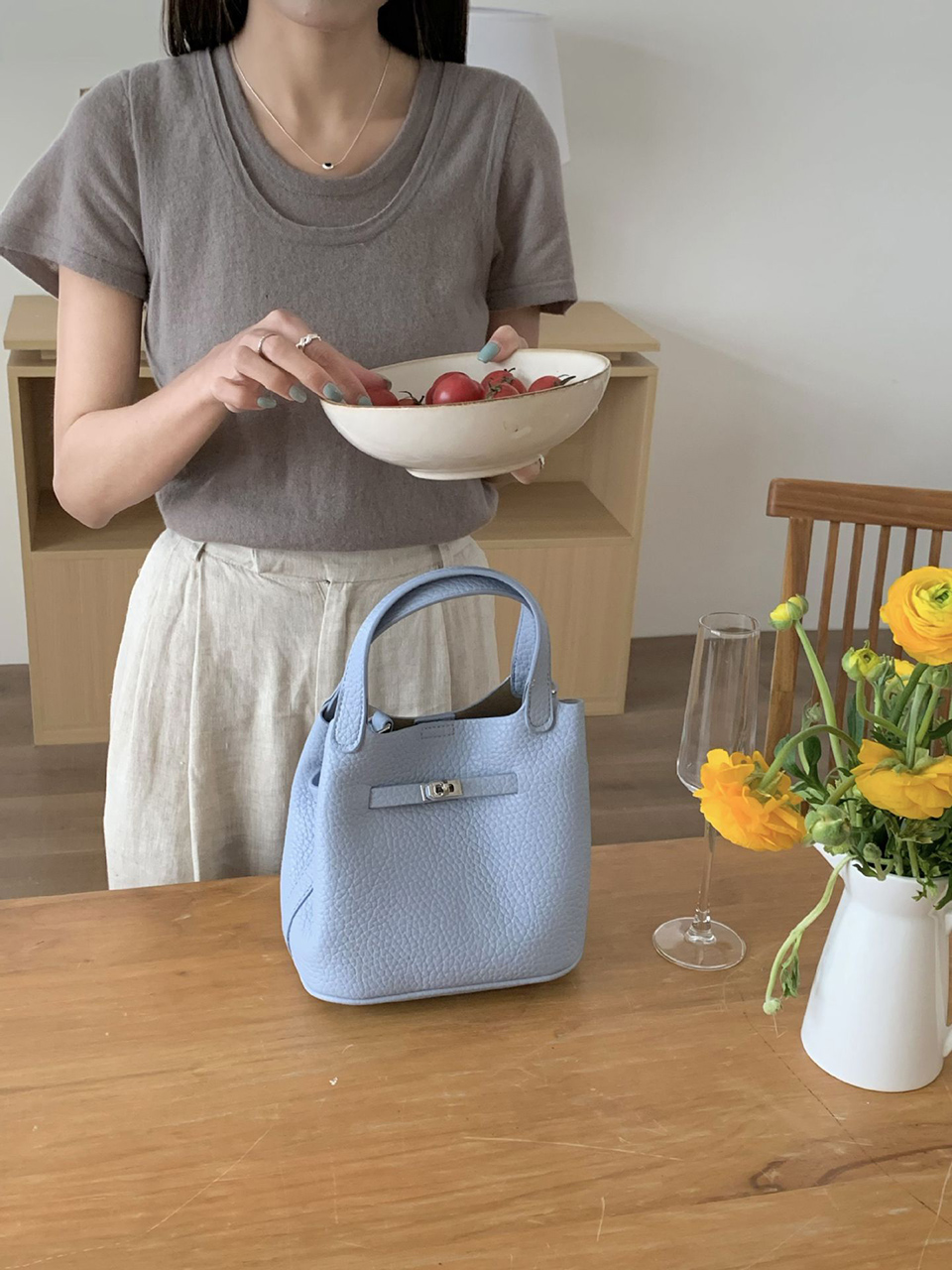 Leather buckle 2-way tote bag (6 colors)