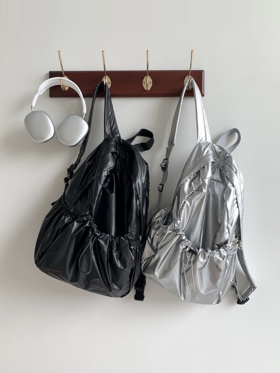 Croon Pocket Silver String Backpack Rucksack