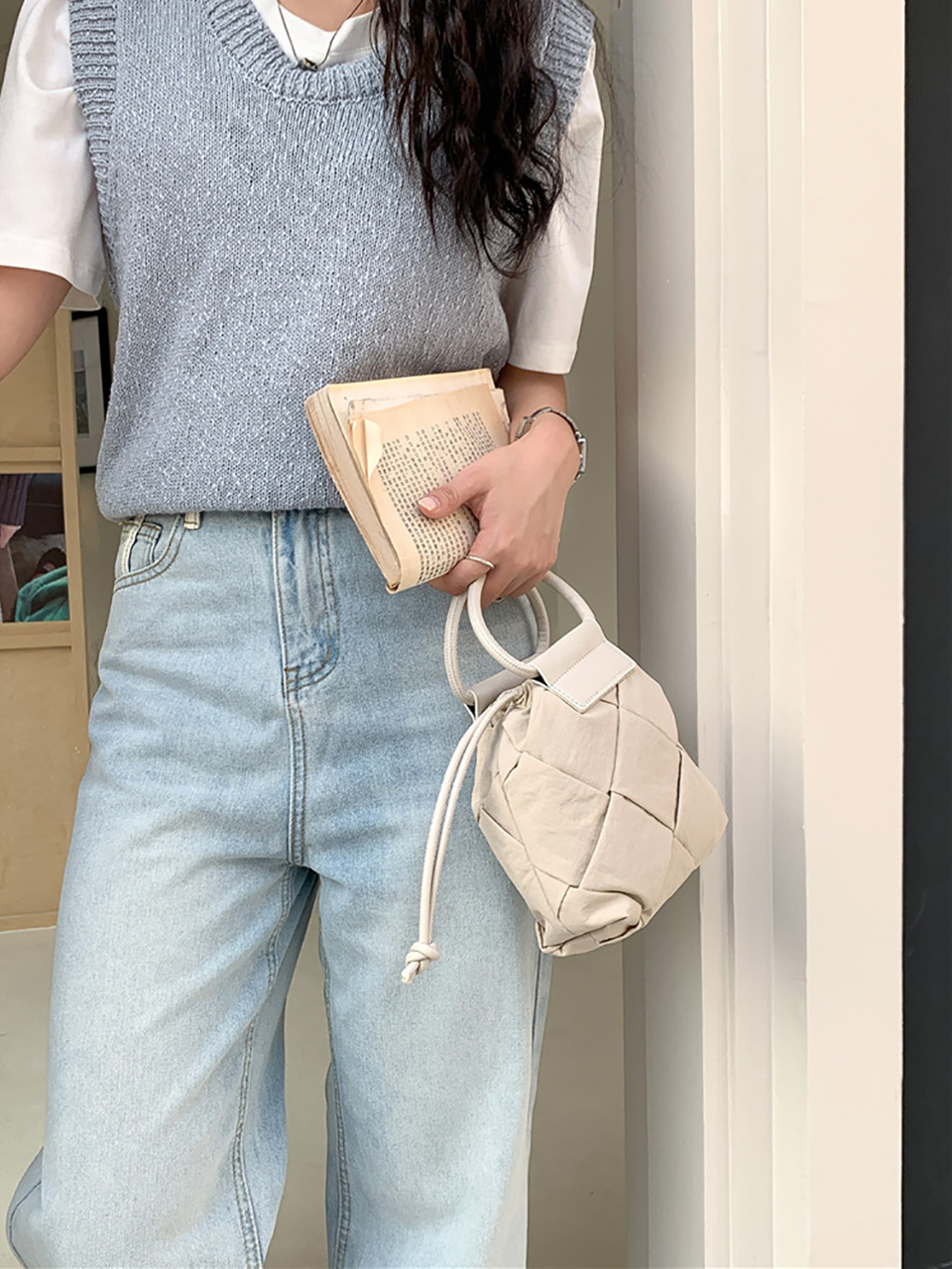 Quilted Nylon Mini Bucket Bag (4 colors)