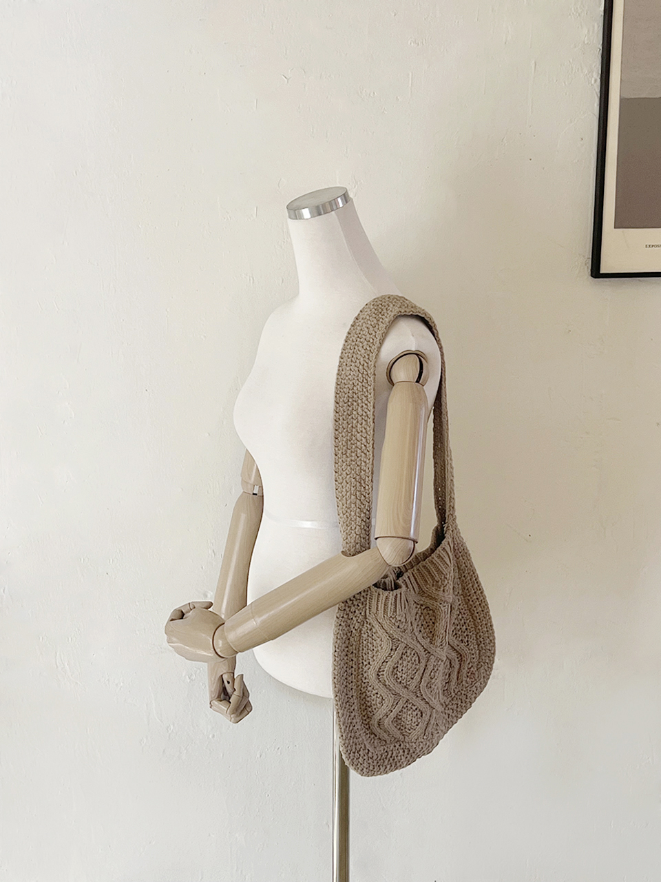 Knit twist crochet shoulder eco bag