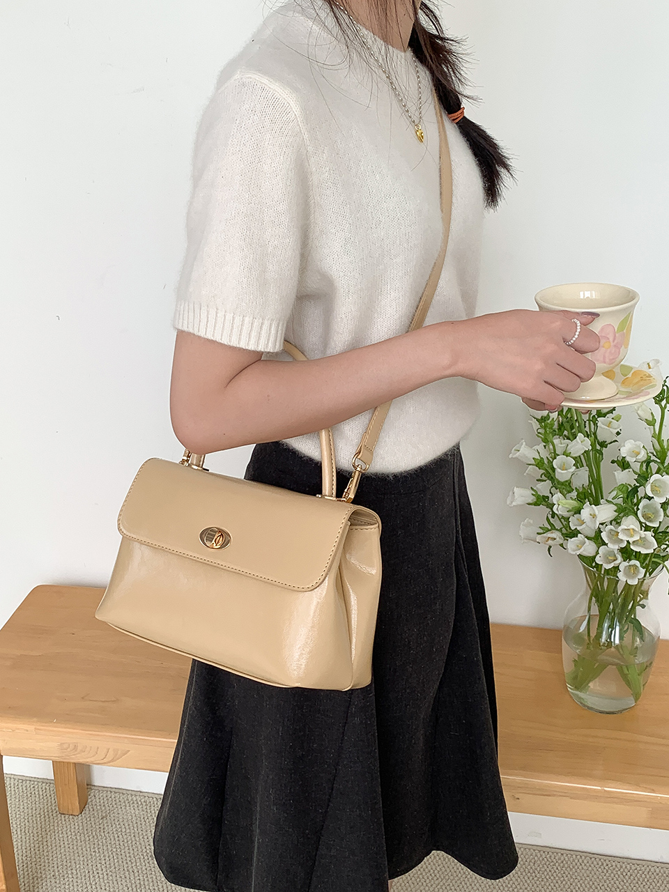 Square buckle tote bag (6 colors)