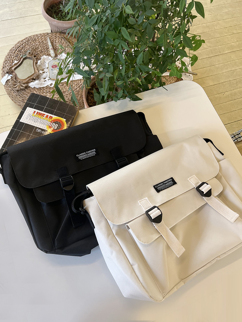 Canvas Classic Zipper Big Cross Messenger Eco Bag (2 colors)