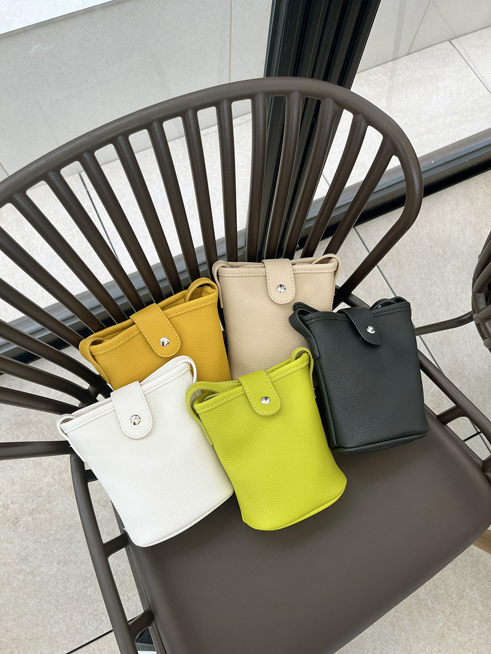 Button-belted mini cross-shoulder bag
