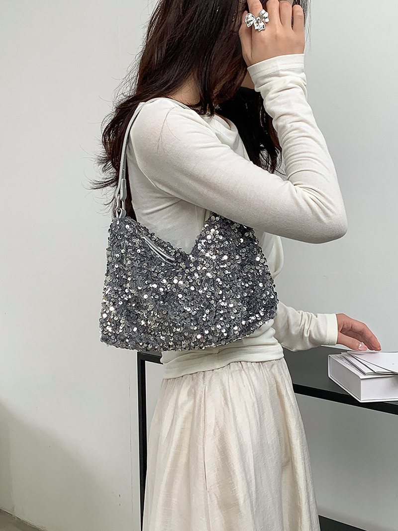 Sequin Zipper Mini Shoulder Bag (3 colors)