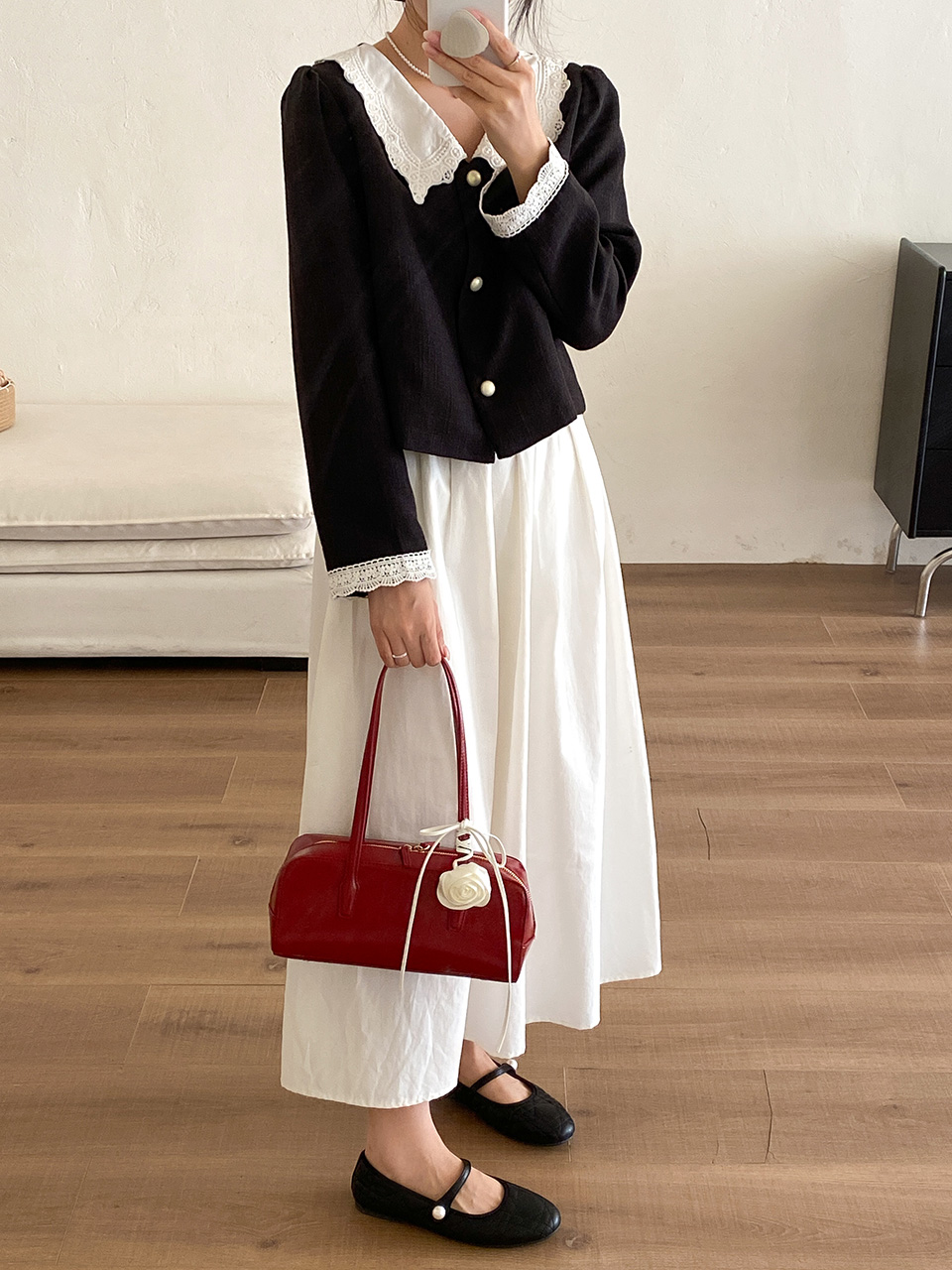 Crack Square Zip-Up Leather Shoulder Bag