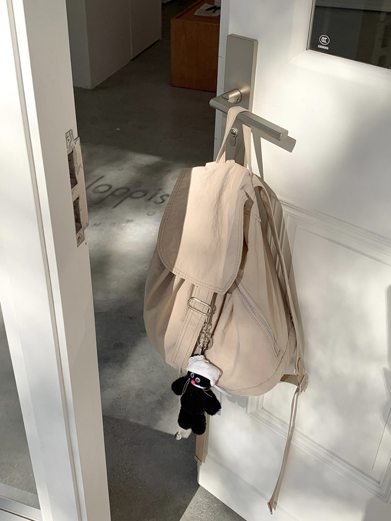 Buckle side zip-up nylon backpack (4 colors)
