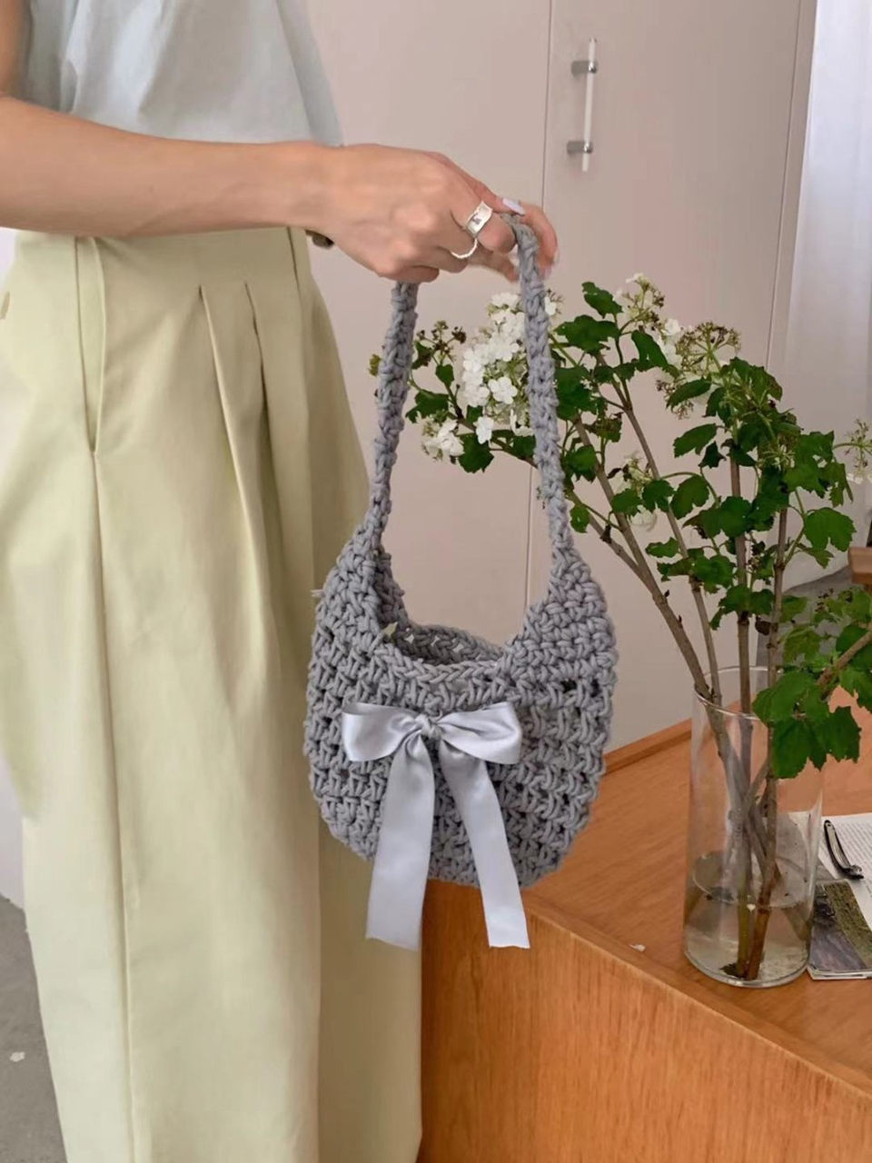 Ribbon Ballet Core Knit Tote Bag (5 colors)