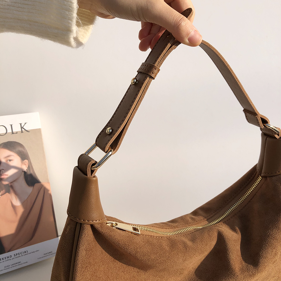 Suede shoulder bag