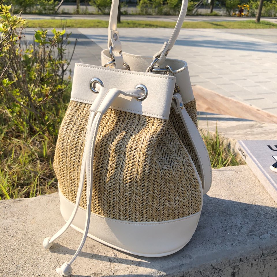 Rattan Mini 2-Way Bucket Bag