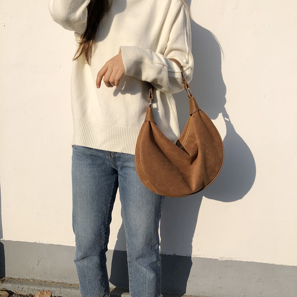 Suede shoulder bag