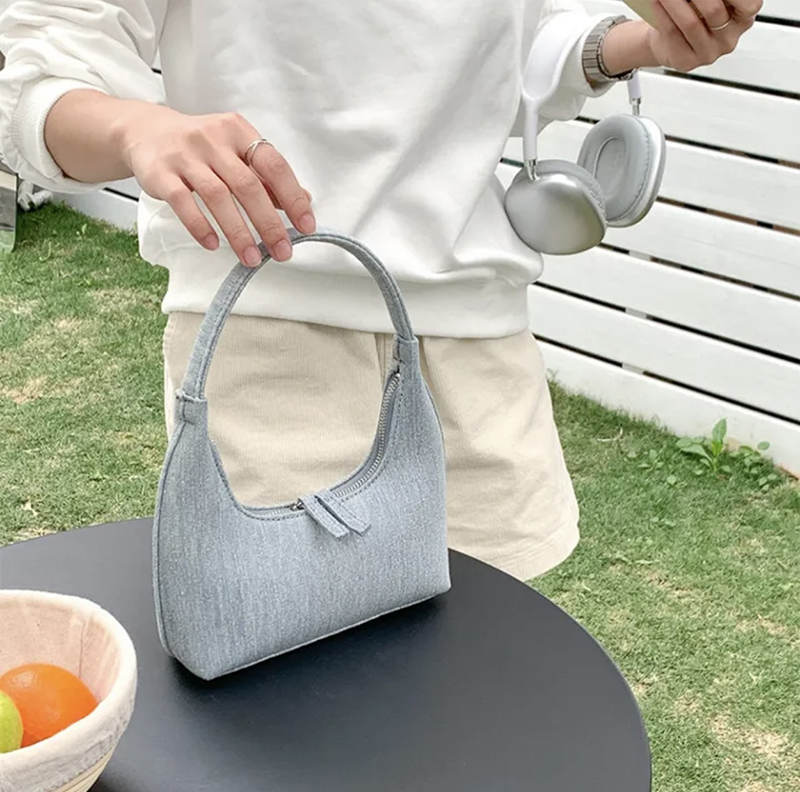 Blooming Round Denim Shoulder Bag
