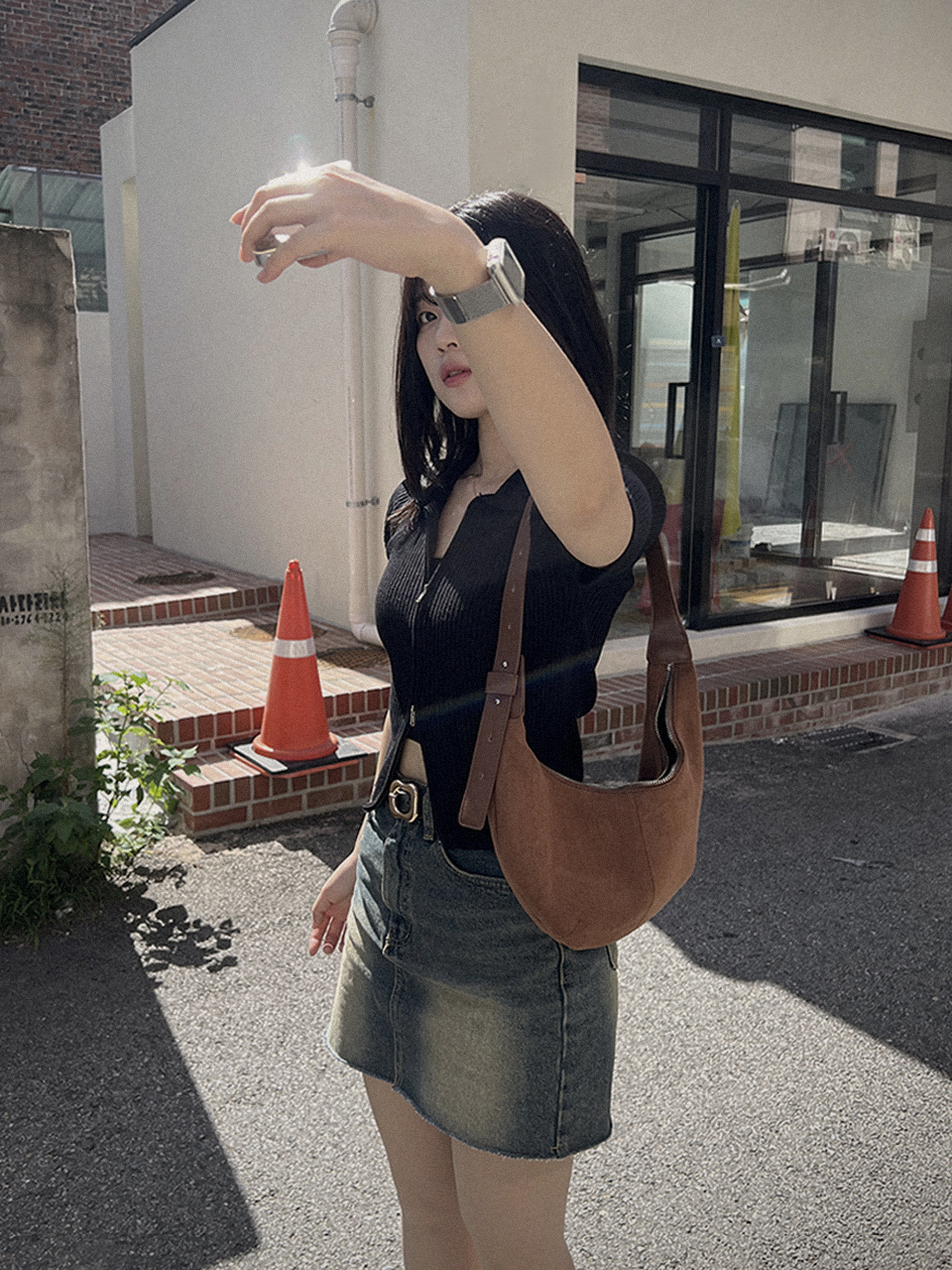 Suede Round Tote Bag/Shoulder Bag