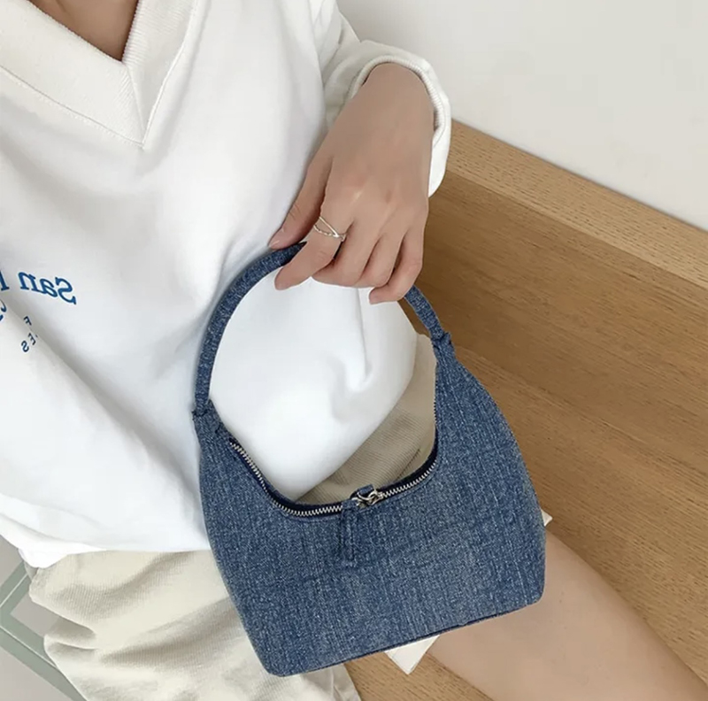 Blooming Round Denim Shoulder Bag
