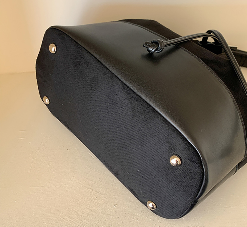 Suede Buckle Leather Bucket Bag/Shoulder Bag