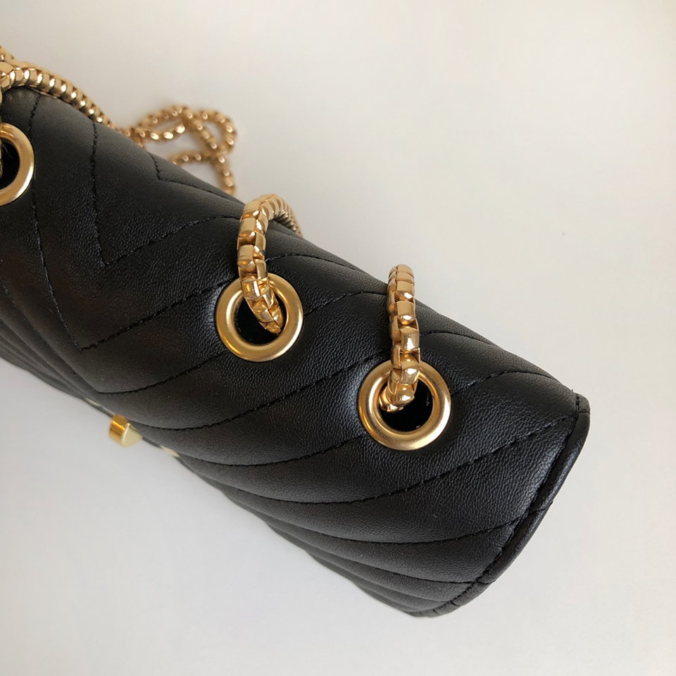 V-Quilted Mini Square Chain Bag
