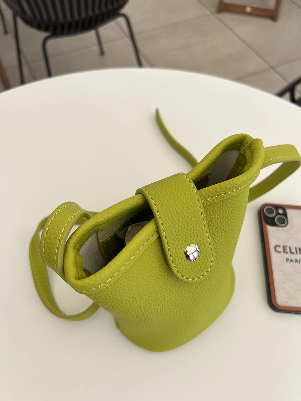Button-belted mini cross-shoulder bag