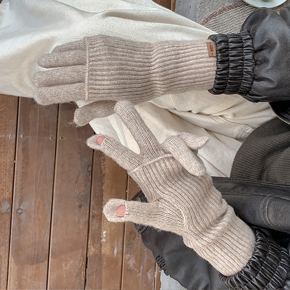 [Smartphone Compatible] Wool Knit Arm Warmers & Gloves