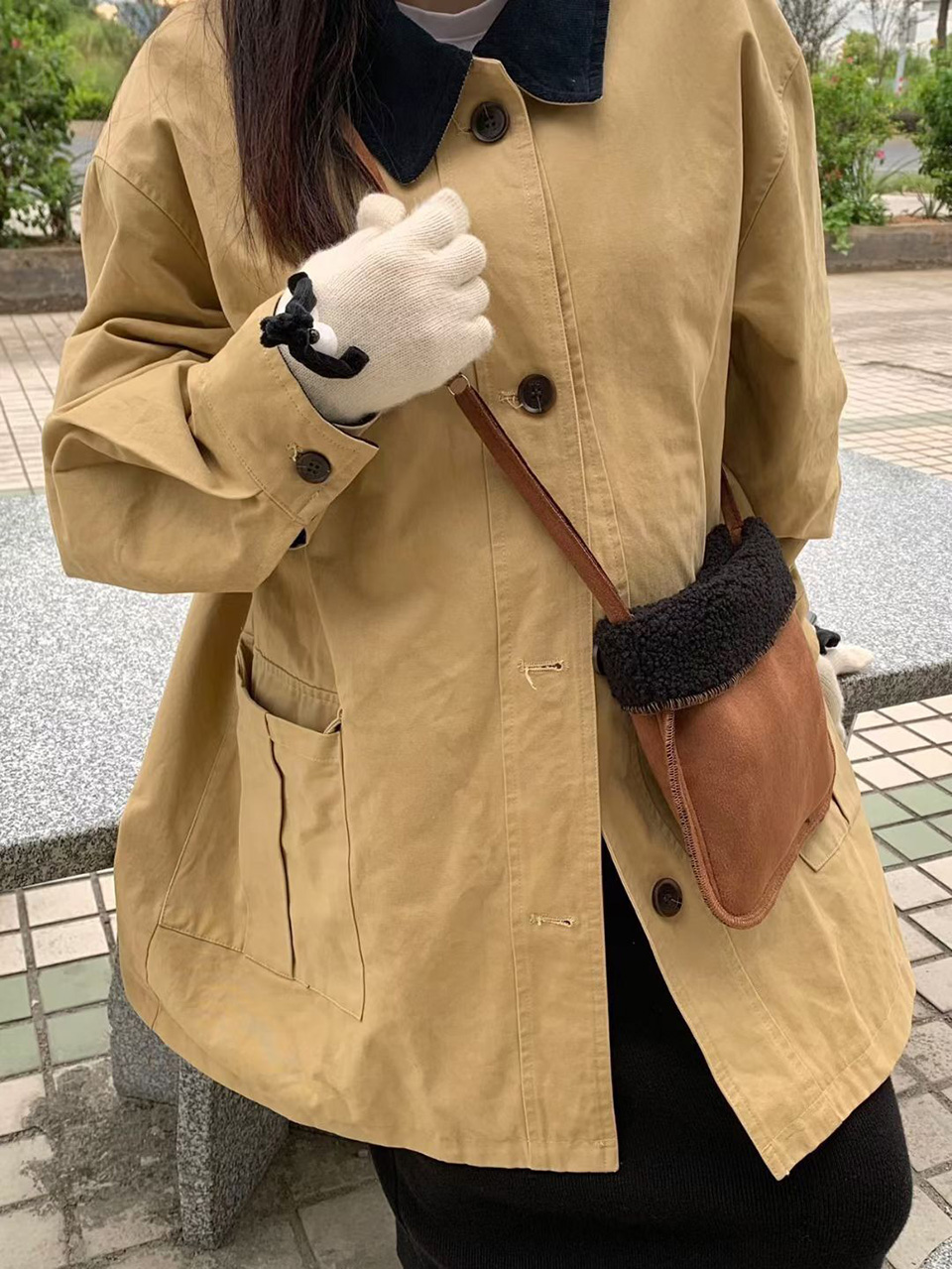 Fluffy fur suede mini bag