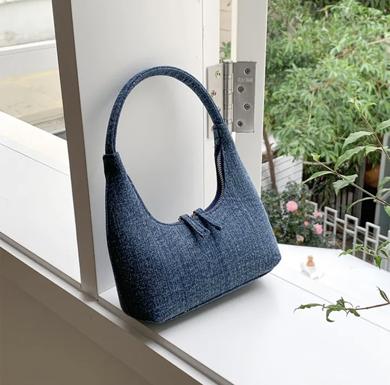 Blooming Round Denim Shoulder Bag
