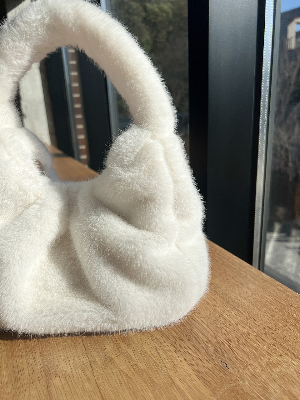 Eldon Shirred Fur Tote Bag