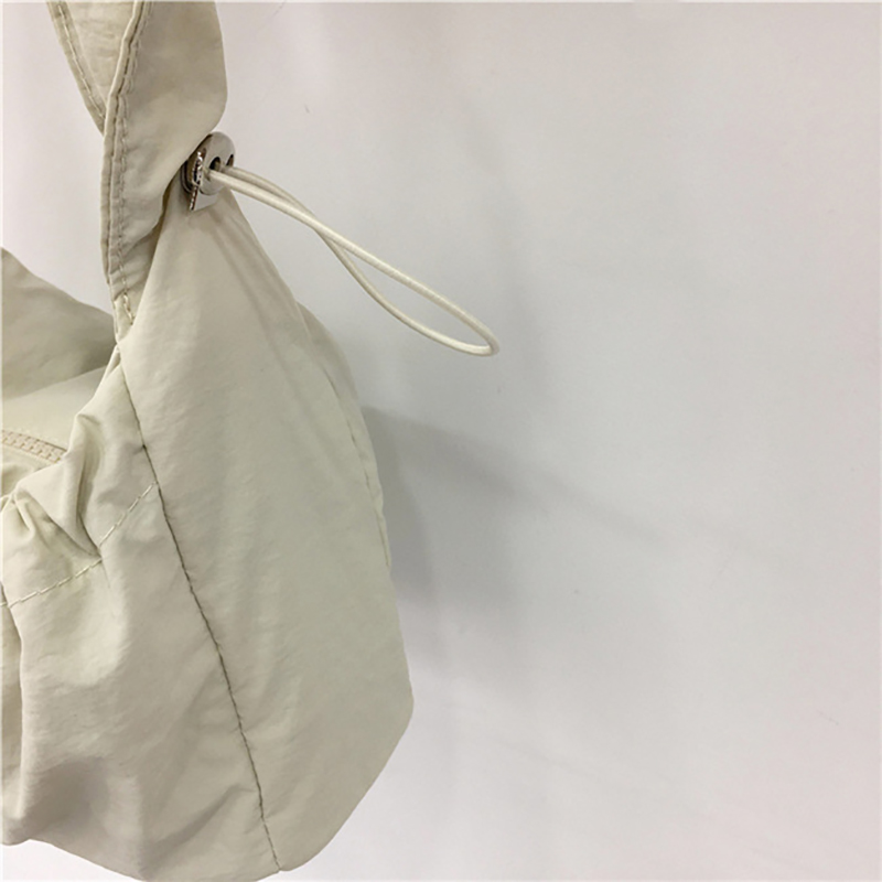 Shirring nylon pocket string shoulder bag (3 colors)