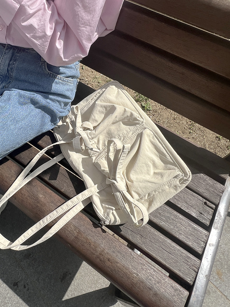 Ribbon Ballet Core Pocket Nylon Shoulder Bag (4 colors)