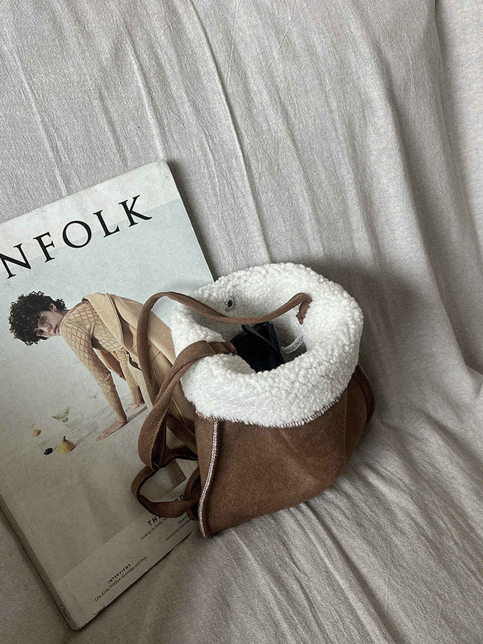 Sheepskin Boa Suede Mini Shoulder Bag