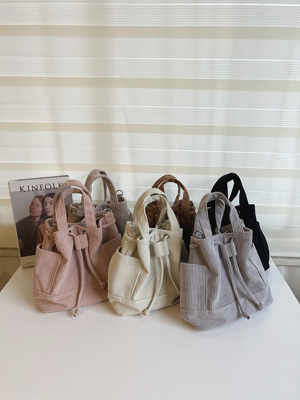 Corduroy Mini Bucket Bag, Bucket Cloth Eco Bag (6 colors)
